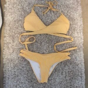 Hollister yellow striped swimsuit